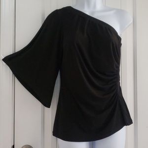 Cache black one shoulder top